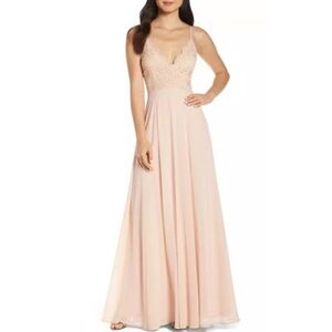 Lulu’s Blush Pink Madalyn Chiffon Bridesmaid Maxi Dress Sz XL
